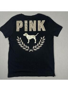 PINK Women’s T-Shirt Sequin Dog Graphic Y2K